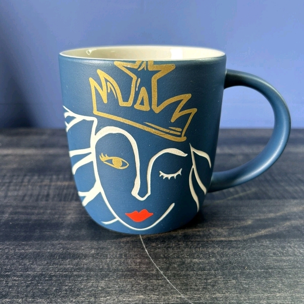 Starbucks Winking Mermaid Anniversary Matte classic  blue mug. EUC